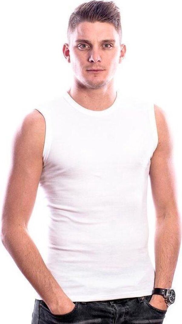 Beeren Mouwloos shirt met ronde hals - kleur wit - 100 % katoen - Maat XL