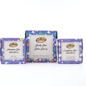 Beesha Giftbox Blue Berry | Bevat een Shampoo, Conditioner, en Body Bar | 100% Plasticvrije en Natuurlijke Verzorging