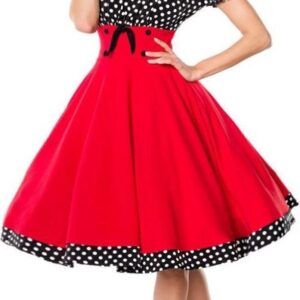 Belsira - Strapless Swing jurk - XS - Rood/Zwart