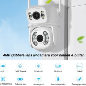 Beveiligingscamera - Dual-Lens Buiten Beveiligingscamera - WIFI & PoE, 2.4&5GHz, Kleur Nachtzicht, Automatisch Volgen, Menselijke Detectie, CCTV IP Camera [Dual Lens]