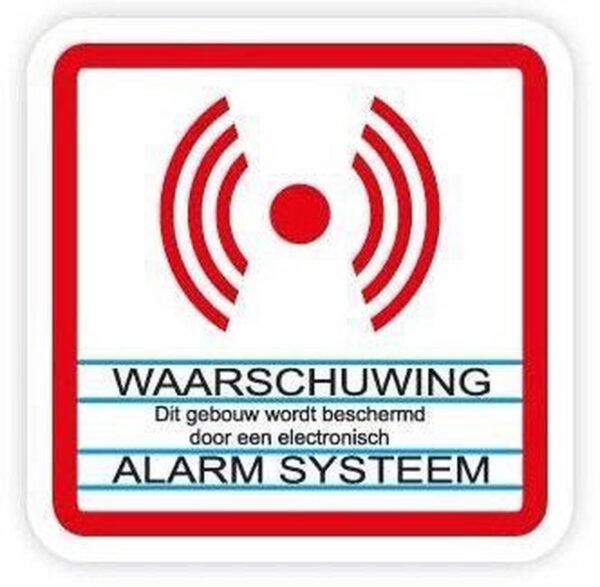 Beveiligingssticker. Alarm Systeem sticker. 12 stuks. Transparant met witte deklaag voor binnenkant raam. 8 cm x 8 cm. B1202T