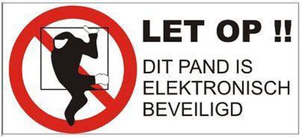 Beveiligingsstickers. 12 stuks. Transparant witte deklaag. voor aan de binnenkant raam. Elektronisch beveiligd. 10 cm x 4,5 cm. B1204T