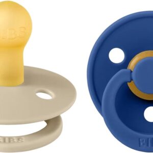 BiBS - Colour Pacifier - Maat 1 - Fopspeen - 2 stuks - Vanilla / Cornflower