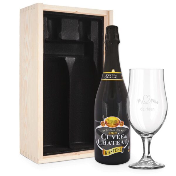 Bierpakket met gegraveerd glas - Kasteel Cuvée du Chateau