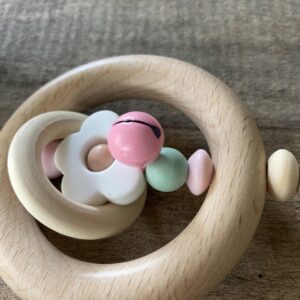 Bijtring/ Rammelaar Bloem- Baby Speelgoed- Bijtring