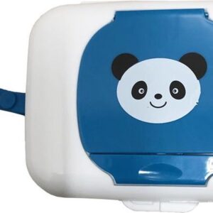 Billendoekjes Doos Voor Onderweg - Wet Wipe Box To Go - Vochtige Doekjes Houder - Met Pandabeer - Blauw
