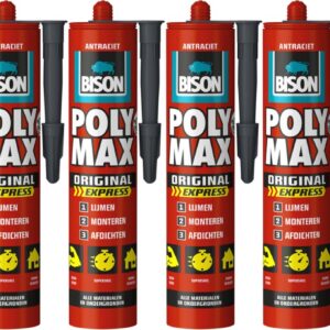 Bison poly max express - montagelijm - extra sterk - antraciet - 6 x 425 gram