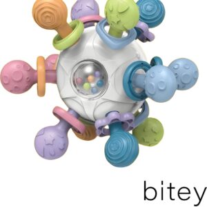 Bitey - Rammelaar Baby - Speelgoed - Bal - BPA-vrij - Grijp- en bijtspeelgoed - Spelen en ontdekken - vanaf 3 maanden - Ratel Geluiden - Wit