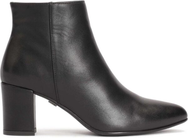 Black leather heeled boots