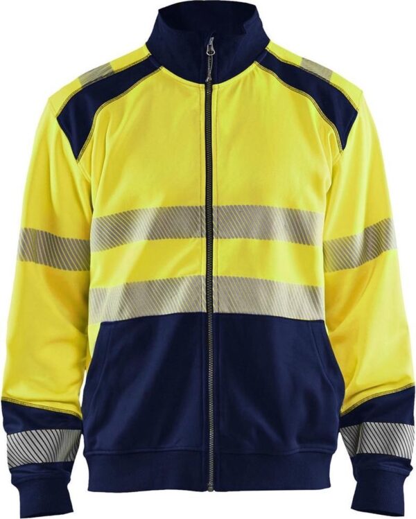 Blaklader Sweatshirt hele rits High Vis 3558-2528 - High Vis Geel/Marineblauw - XXL