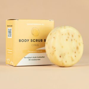 Body Scrub Bar Citrus | Handgemaakt in Nederland | 80 wasbeurten | Plasticvrij | Dierproefvrij | Vegan | 100% biologisch afbreekbare verpakking