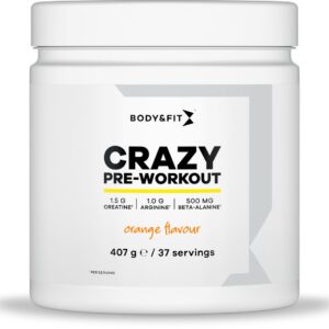 Body & Fit Crazy Pre-Workout - Sinaasappel smaak - Pre Workout - 407 gram (37 doseringen)