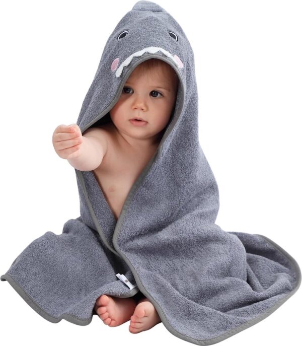 BoefieBoef Baby Shark Haai Baby/Peuter Eco Dieren Badcape - 0 tot 5 jaar - Comfort, Stijl en Duurzaamheid in één!