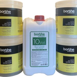 Borthe - Blondeer Pakket - Blondeerpoeder 4 kg - Wit - Oxidatie 3% 5L - 10 Volume