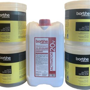 Borthe - Blondeer Pakket - Blondeerpoeder 4 kg - Wit - Oxidatie 6% 5L - 20 Volume