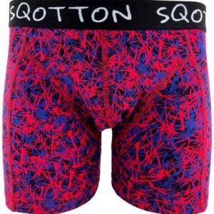 Boxershort - SQOTTON® - Criss Cross - Rood/Blauw - Maat M