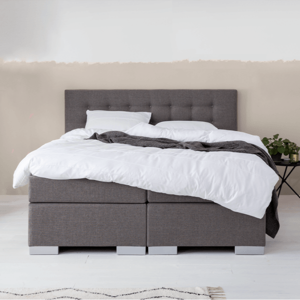 Boxspring Frig Lounge - 180 x 200 cm Stof Taupe Matras: 2x Medium (