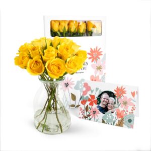 Brievenbusbloemen met persoonlijke kaart - Gele rozen
