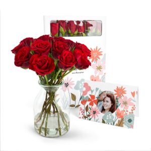Brievenbusbloemen met persoonlijke kaart - Rode rozen
