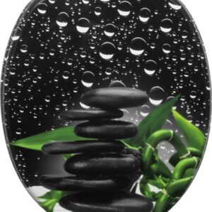 BukkitBow - Toiletbril met Softclose - Toiletbril / Toiletzitting met Print - Antibacterieel - Black Friday & Kerstcadeau - Balancerende Stenen