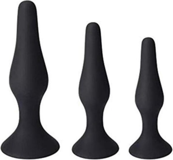 Buttplug Set met Power Zuignap - Zwart