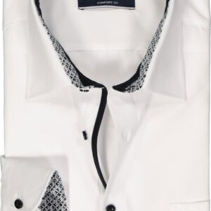 CASA MODA comfort fit overhemd - popeline - wit - Strijkvriendelijk - Boordmaat: 38