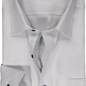 CASA MODA comfort fit overhemd - structuur - grijs - Strijkvriendelijk - Boordmaat: 38