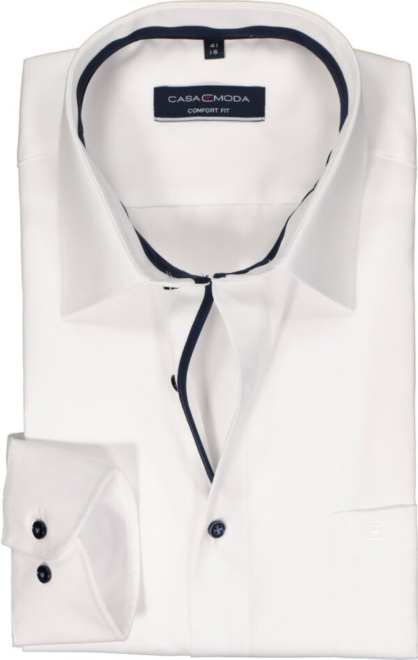 CASA MODA comfort fit overhemd - structuur - wit - Strijkvriendelijk - Boordmaat: 40
