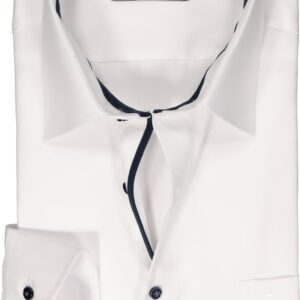 CASA MODA comfort fit overhemd - structuur - wit - Strijkvriendelijk - Boordmaat: 48