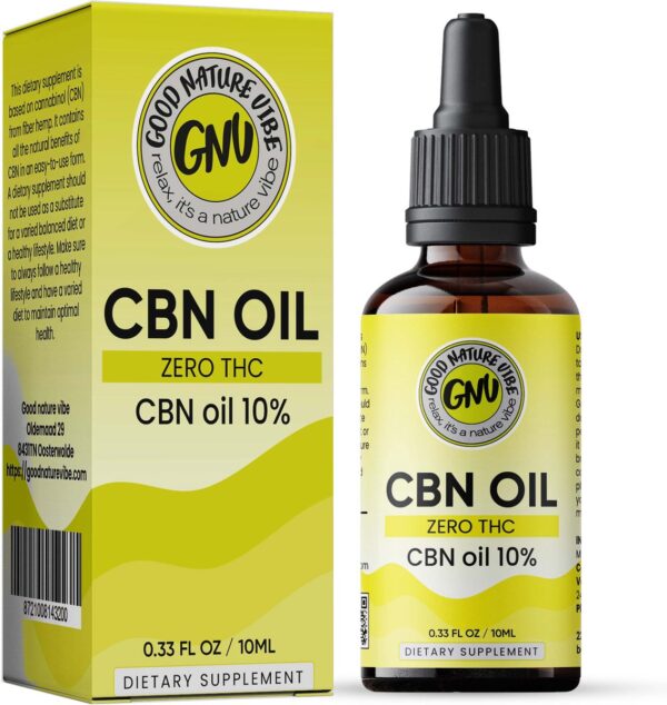 CBN olie 10% - 100% natuurlijke cannabinol olie - Premium sterke kwaliteit - MCT olie voor optimale opname - Smaakloos - Vegan - Good nature vibe - 10ml per verpakking, 240 druppels