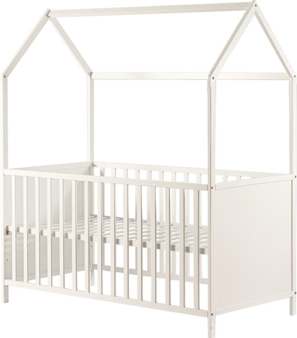 Cabino Babybed / Ledikant Huisje Sterre met verstelbare bodem 60x120 cm - Wit