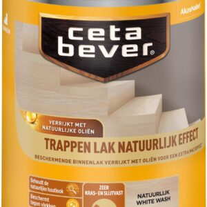 CetaBever Binnen Traplak - Natuurlijk Effect - White Wash - 750 ml