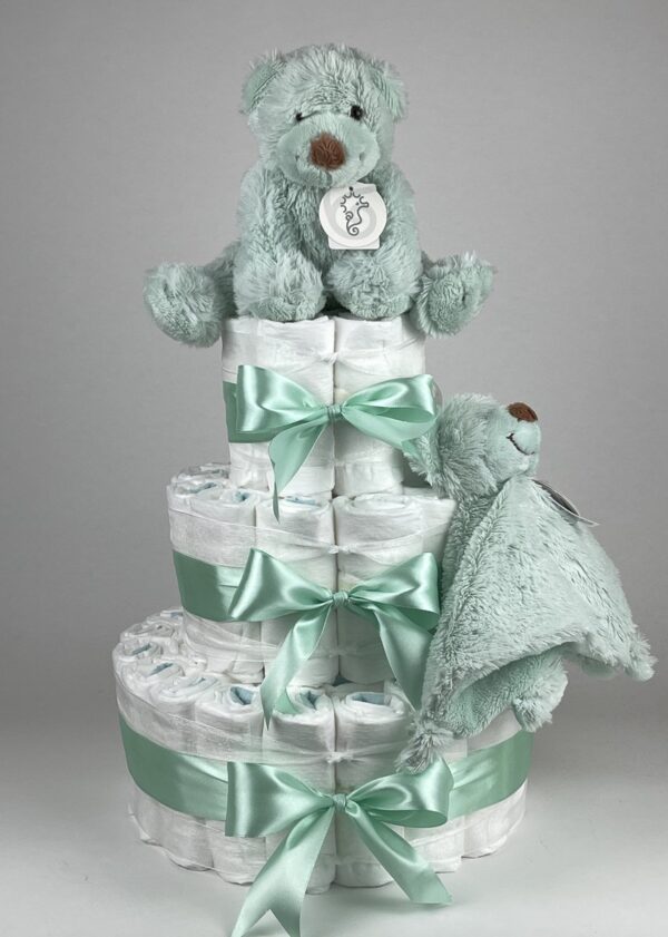 Chouette-Chouette | Luiertaart Neutraal | Kraamcadeau | Geboorte Jongen Meisje | Babyshower | Beer Boogy Lagoon - Groen