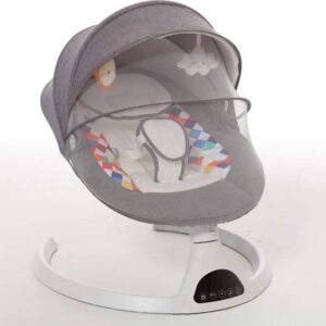 Coco® - Luxe Elektrische Baby Schommelstoel - Grijs - Bluetooth - Vijf-Punts Autogordel - Met Afstandsbediening