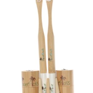Couples travel Pack - Een verzameling van 2 tandenborstels (PlanetBrush) - 2 flossdraad (PlanetFloss) en 2 pakken interdentale ragers (InterDent) (allemaal van bamboe)