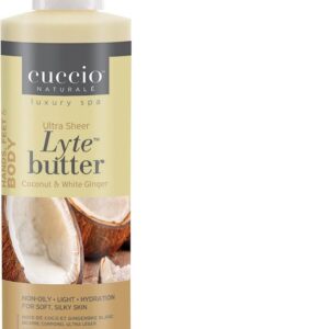 Cuccio Bodybutter Lyte 237 ml Coconut & White Ginger 24 uur Hydraterend -verfrissend - Bodylotion en de perfecte handcrème in 1- Ideaal voor jouw eigen Spa - Ritueel @ Home