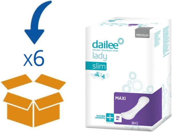 Dailee Lady Premium Slim Maxi - 6 pakken van 28 stuks - incontinentieverband - inlegkruisje