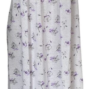 Dames katoenen nachthemd mouwloos met bloemenprint XL wit/paars