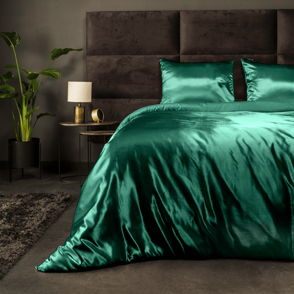 Dekbedovertrek Silk Satin - Lits-jumeaux (240 x 200/220 cm) Groen | Koopjedeal.nl - Altijd de beste deal