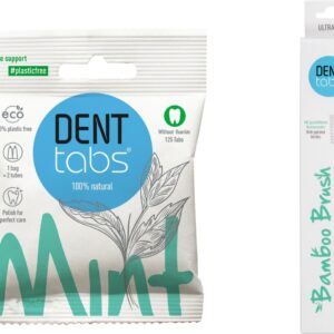 Denttabs tandenpoetstabletten Mint - Zonder fluoride + tandenborstel - 1 x 125 stuks