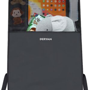 Deryan Luxe Autostoel organizer met tablet houder - beschermt je rugleuning tegen trappende kindervoetjes - Zwart