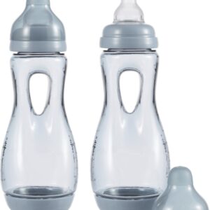 Difrax Handgreep Babyfles 240 ml Natural - S-fles - Anti-Colic - Grijsblauw - 2 stuks