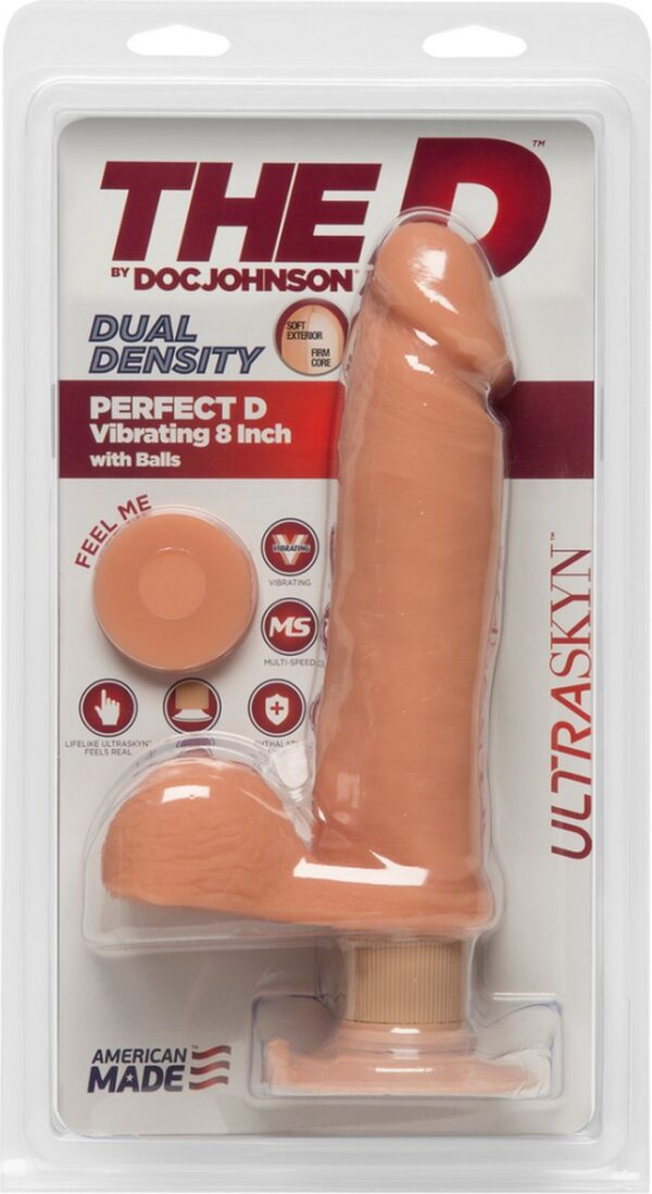 Doc Johnson - Perfect D - Vibrating Realistic ULTRASKYN Dildo with Balls - 2 Pieces
