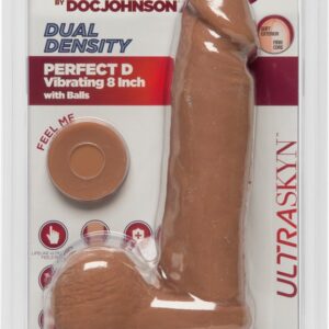 Doc Johnson Perfect D - Vibrerende Realistische ULTRASKYN Dildo met Ballen - 20 cm tan