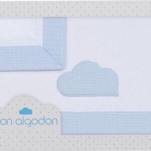 Don Algodon Wieglakenset Cloud Junior Katoen Wit/blauw 3-delig