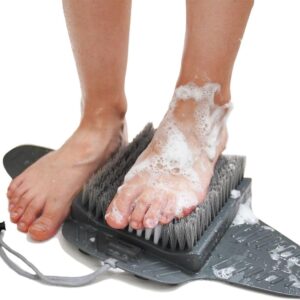 Douchevoetmat met steen | Voet- en massageapparaat voor douche met antislipzuignappen | Voetborstel voor reiniging en voeten | Deurmat voor douche