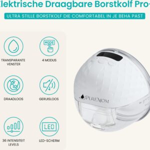 Draagbare Elektrische Borstkolf - Handsfree & Draagbaar - BPA-Vrij - Incl. 10 moedermelk bewaarzakjes, Borstvoeding informatie, Bewaartasje & Borstschildverkleiners - PRO+ versie