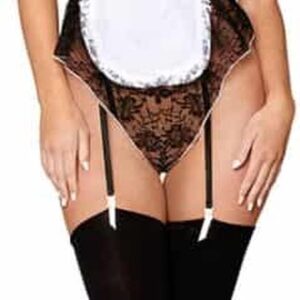 Dreamgirl (All) Garter Teddy, Maid Hat and Ribbon Necklace - One Size black O/S