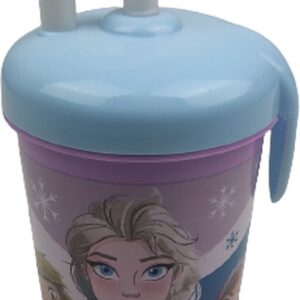 Drinkbeker Frozen met rietje - Paars - Kunststof - 400 ml - Waterfles - Fles - Bidon - Disney