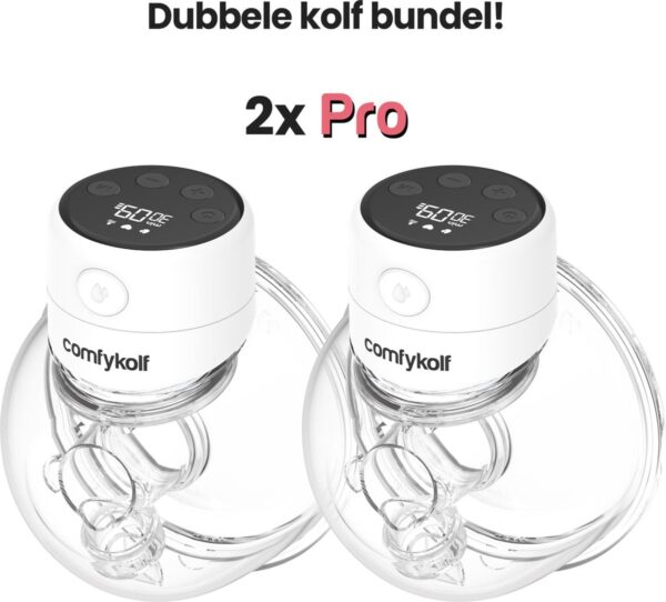 Dubbele ComfyKolf Pro Wit - incl. 8 maten - 2 x Handsfree Elektrische Borstkolf
